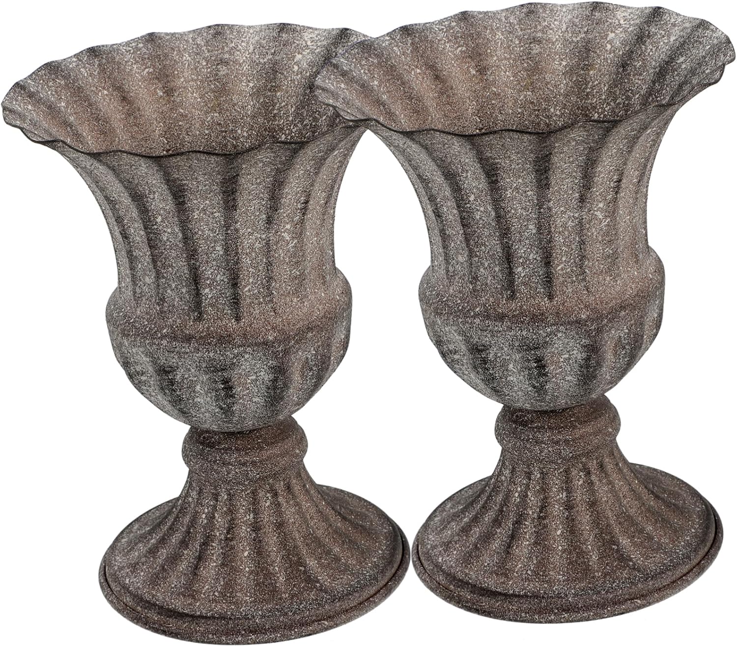 2-Piece Memorial Urn Vase Set - Dark Grey Iron Grave Planter