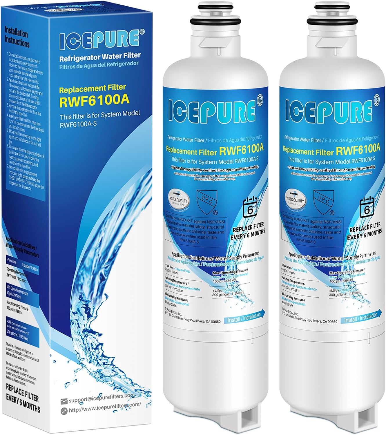 ICEPURE Refrigerator Water Filter 2-Pack