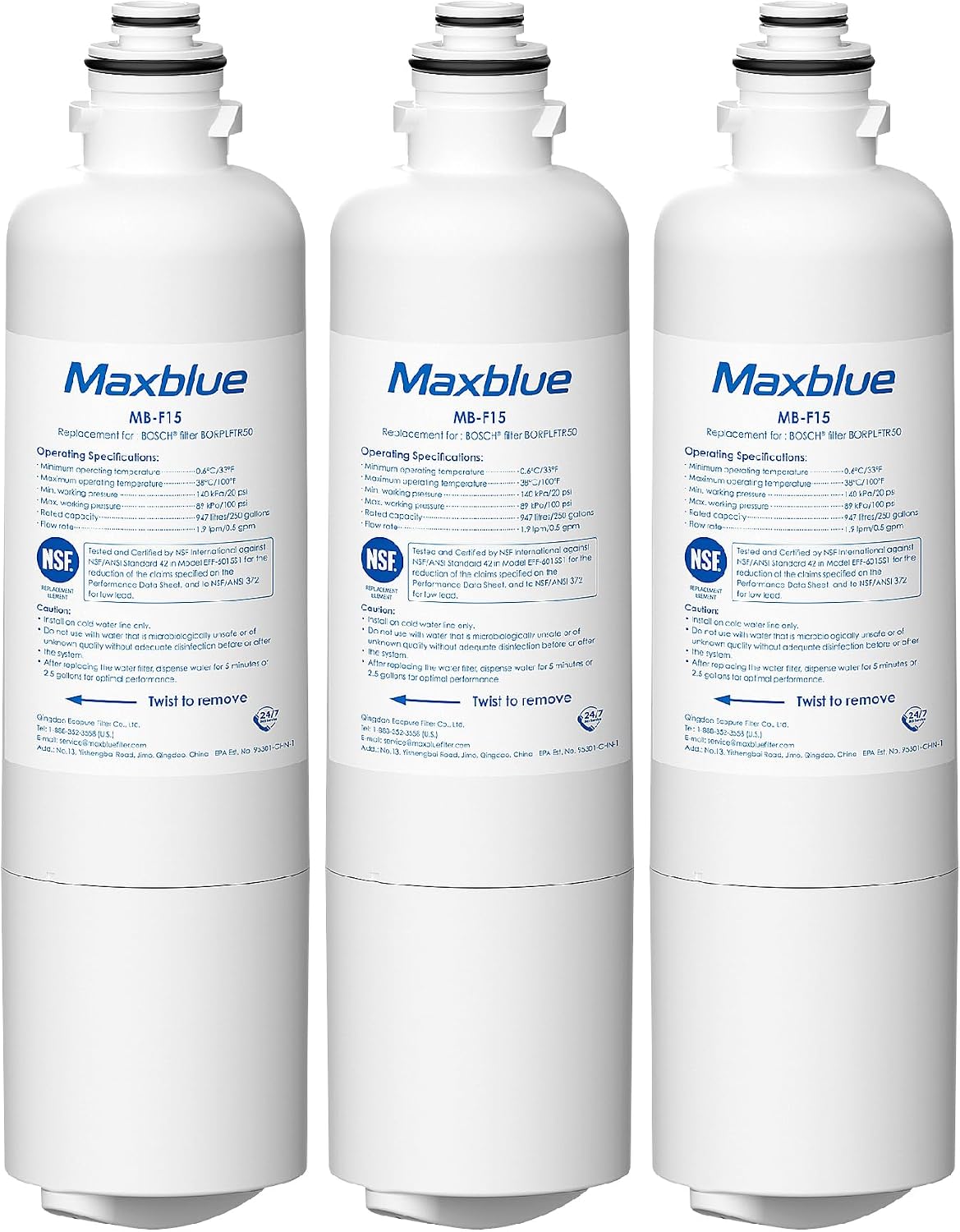 Maxblue Refrigerator Water Filter – 3-Pack