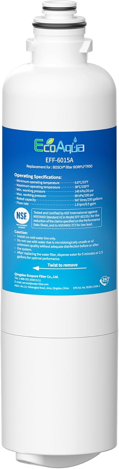 EcoAqua Refrigerator Water Filter - NSF Certified