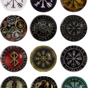 12 Viking Fridge Magnets - Norse Rune Set, 1.18"