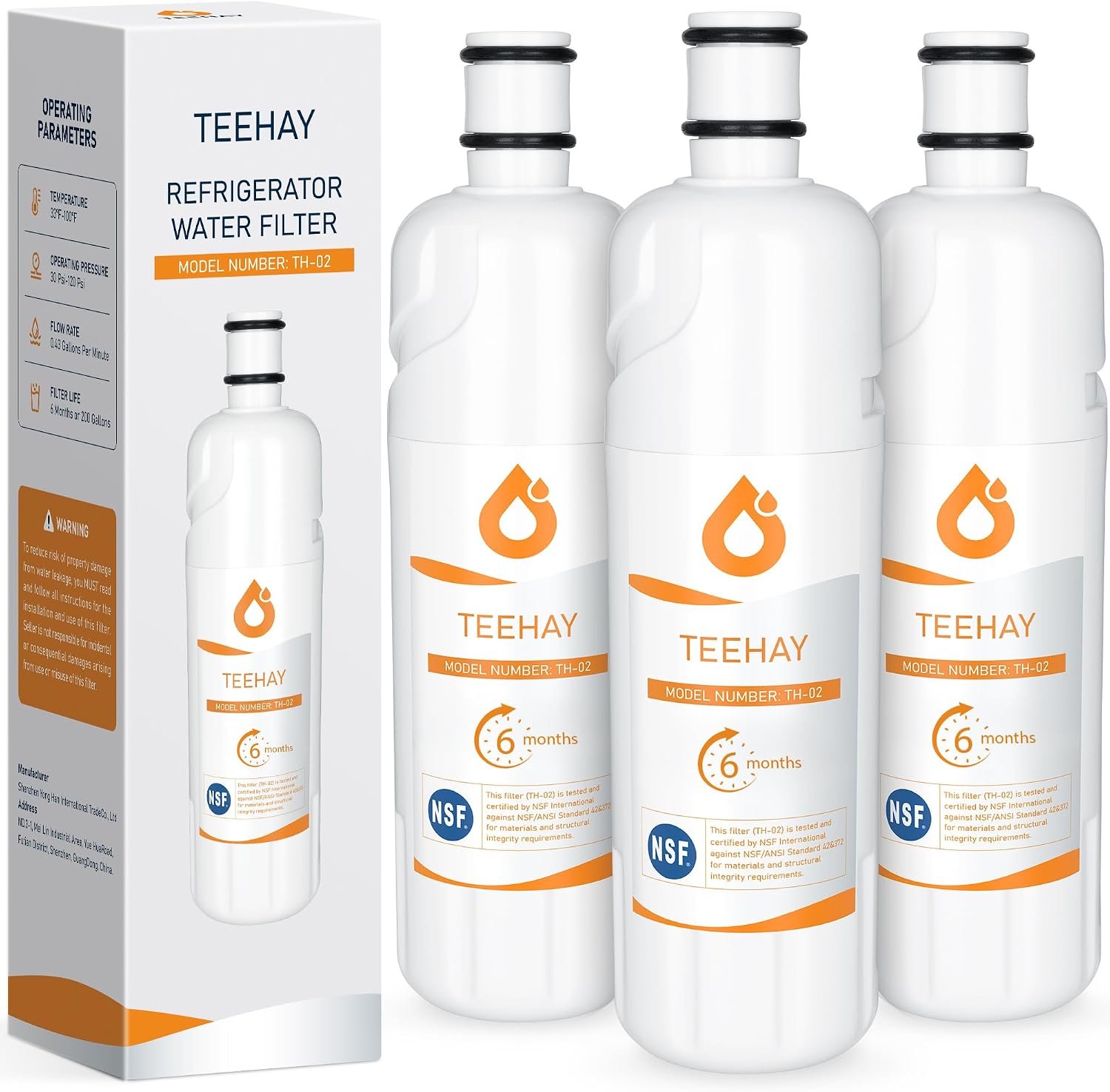TEEHAY Water Filter 2 Replacement (3-Pack)