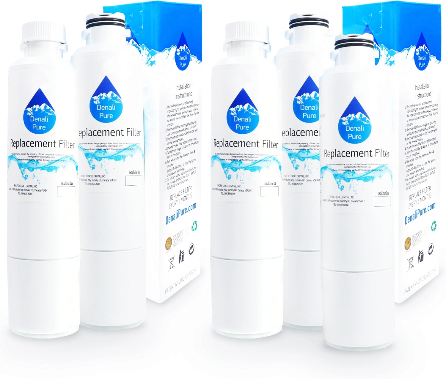5-Pack Fridge Water Filter for Samsung RFG297HDRS