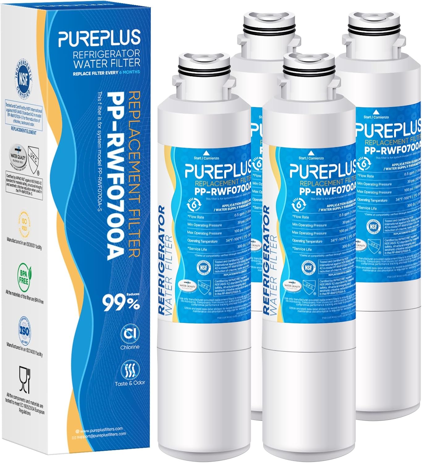 PUREPLUS Refrigerator Water Filter 4-Pack (DA29-00020B)
