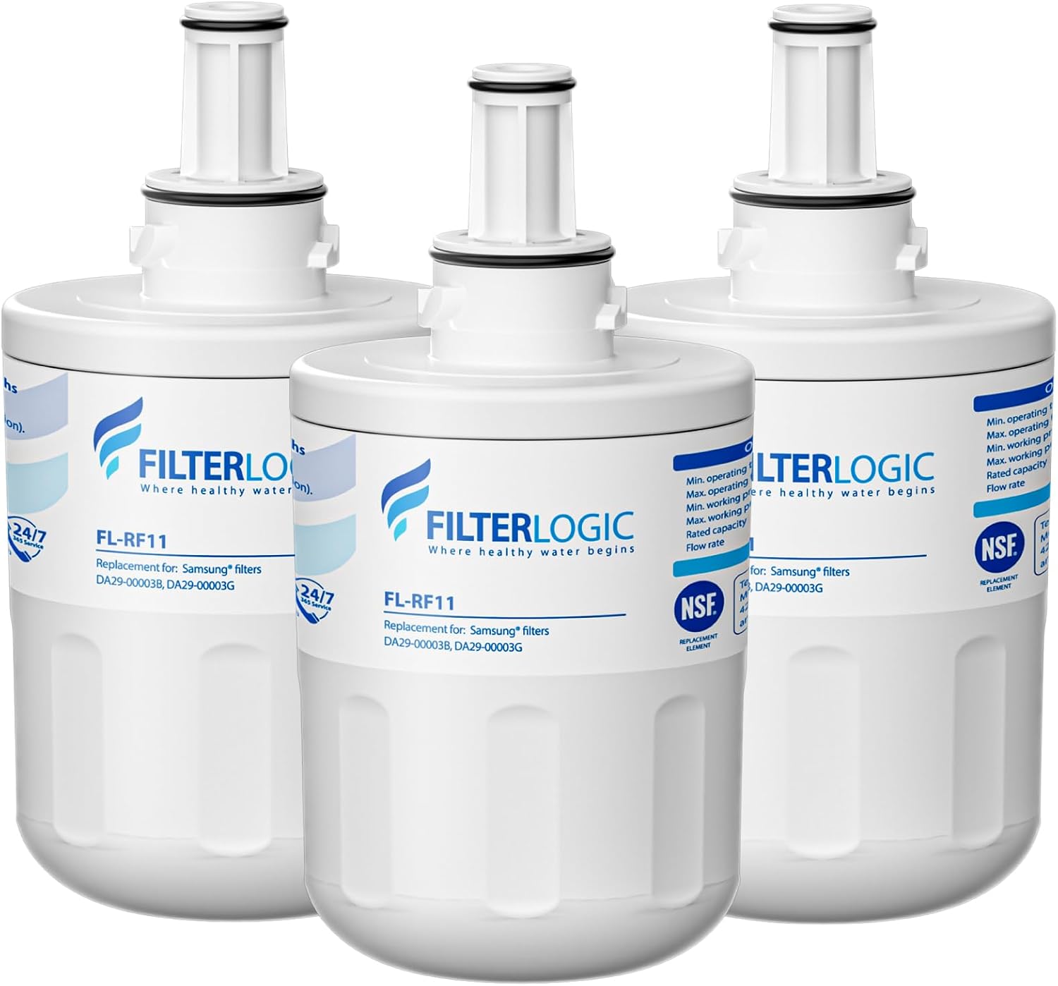 Filterlogic FL-RF11 Refrigerator Water Filter - 3 Pack