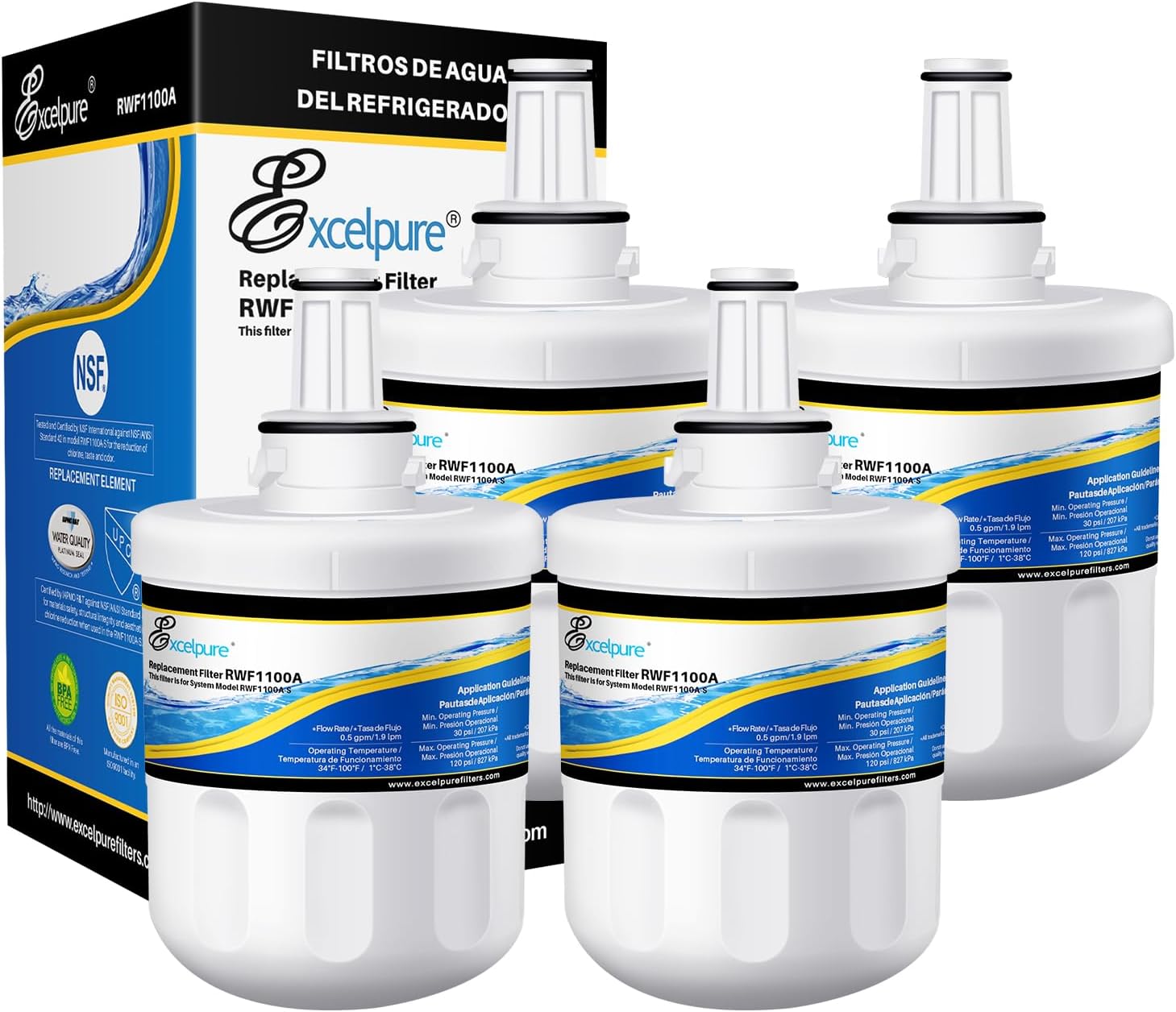 EXCELPURE DA29-00003G Refrigerator Water Filter 4-Pack
