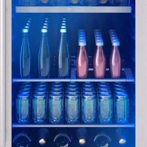 Zephyr 24in Stainless Beverage Cooler, 7-Bottle & 108-Can Capacity
