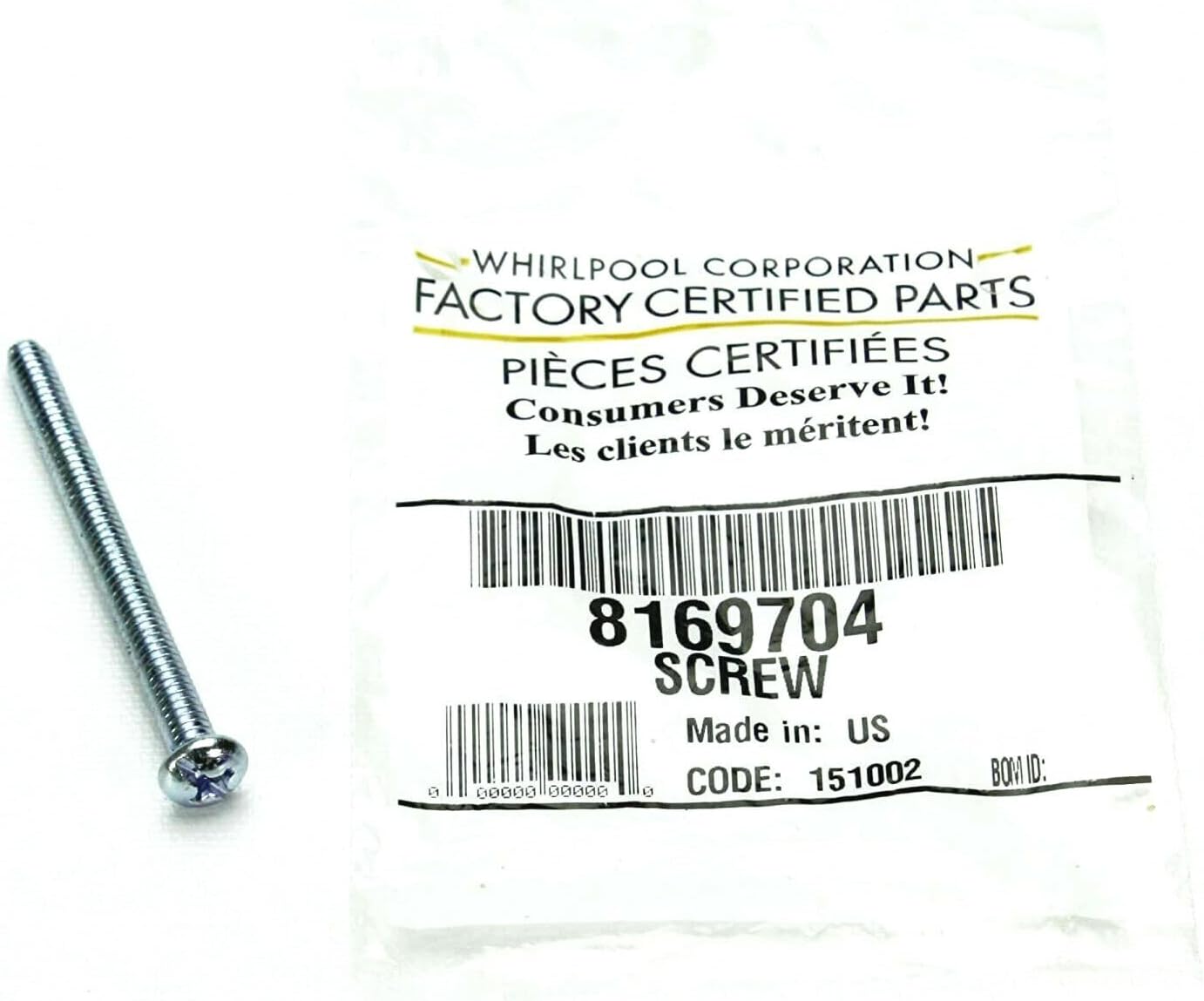 Replacement Screw for Whirlpool Microwave WMH31017HZ