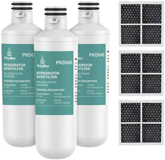 PhilyMex 3-Pack Refrigerator Water & Air Filter