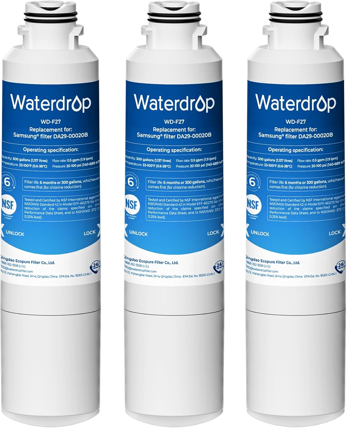 Waterdrop DA29-00020B Refrigerator Filter 3-Pack