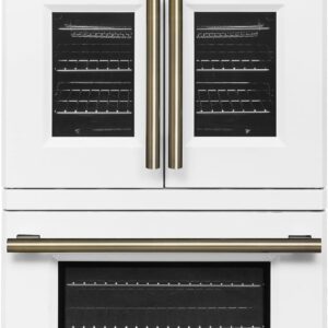 Forno Asti 30in Double Electric Wall Oven White/Antique Brass