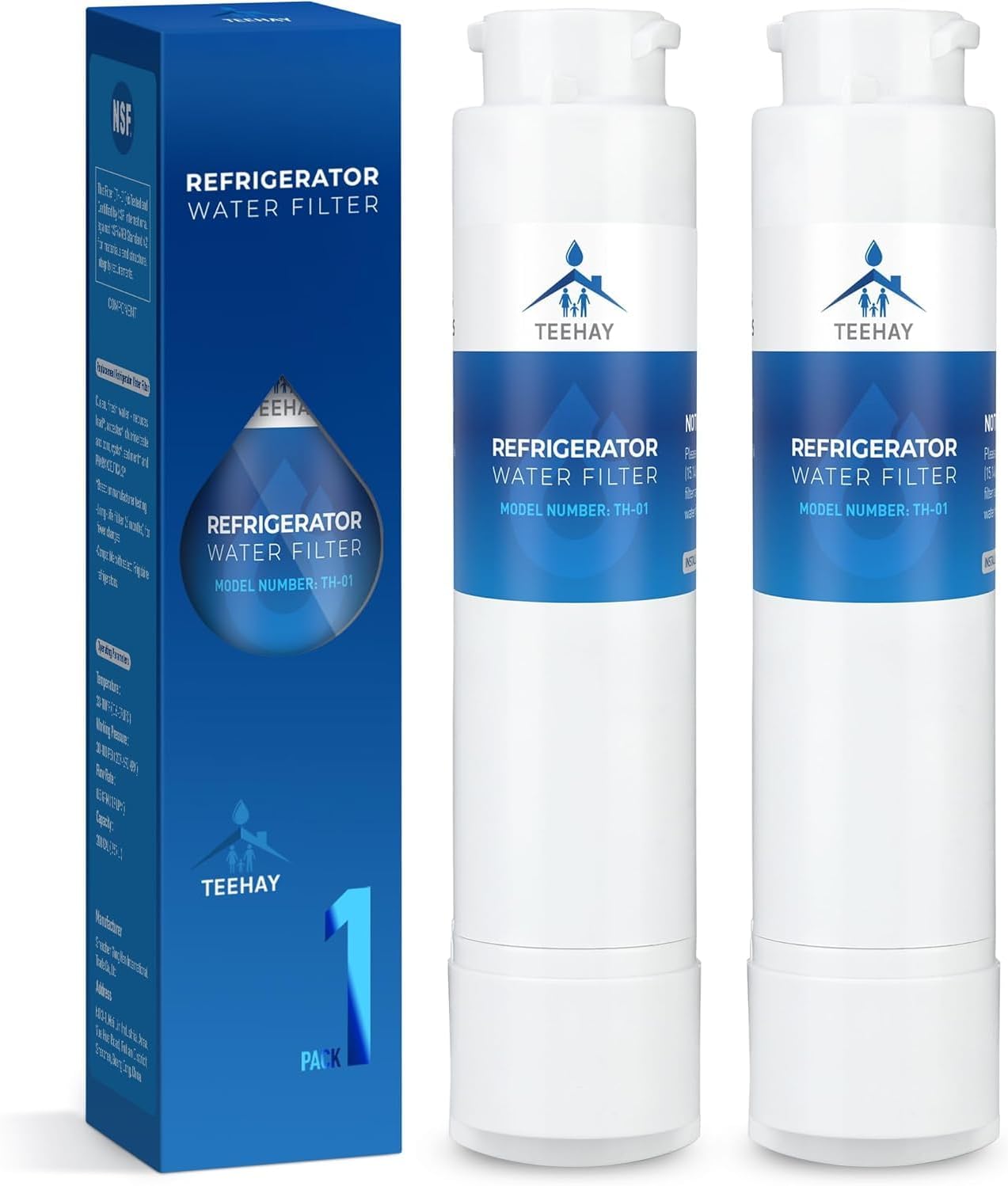 TEEHAY EPTWFU01 Refrigerator Water Filter - 2 Pack