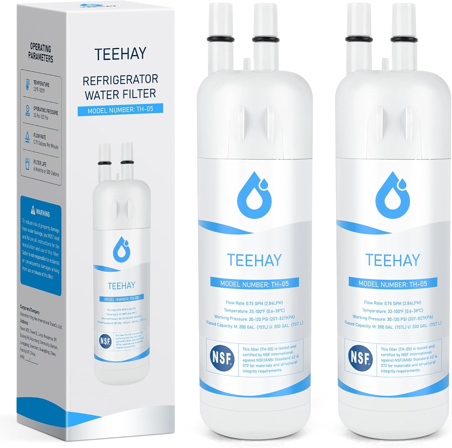 TEEHAY Replacement Filter 2-Pack, Fits Whirlpool Models
