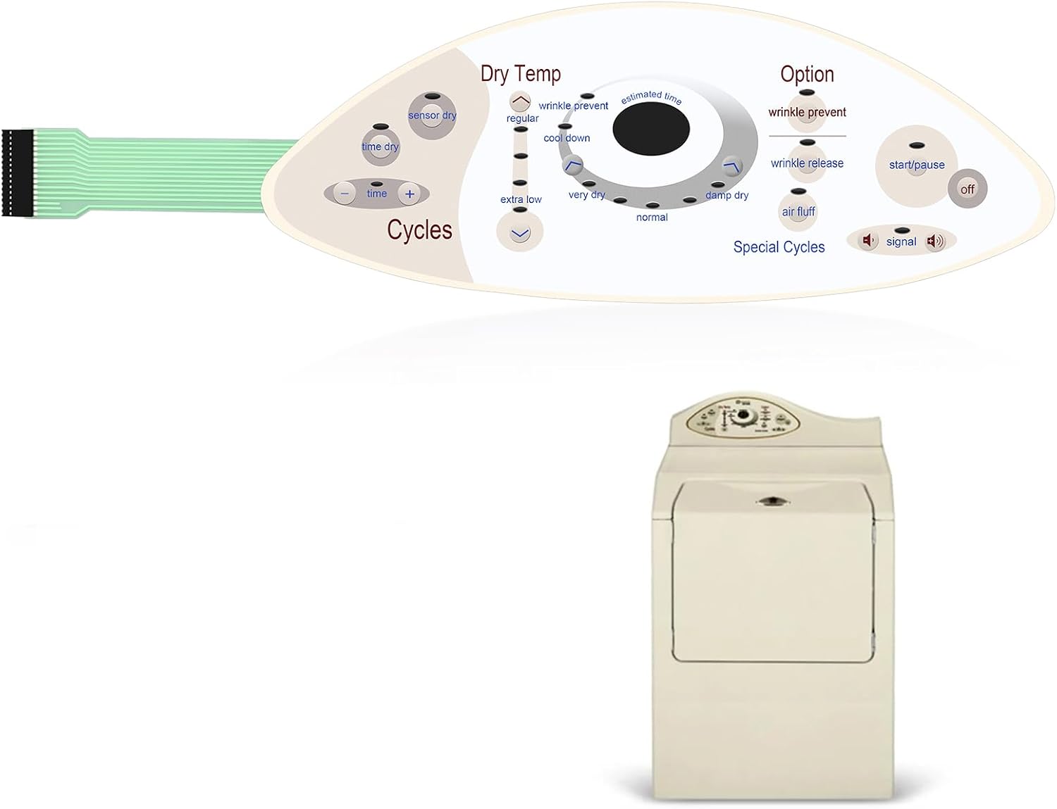 Membrane Switch Keypad Replacement for Maytag Dryer