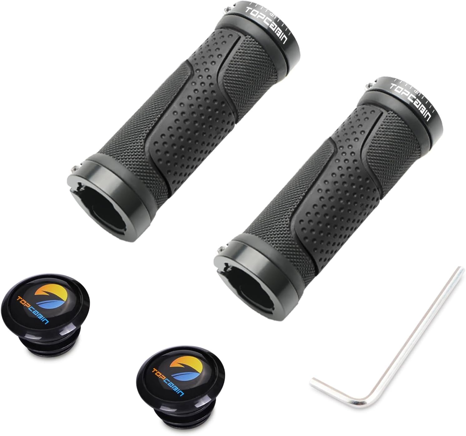 TOPCABIN Bike Handlebar Grips, 90mm Rubber Grips - 2 Pack