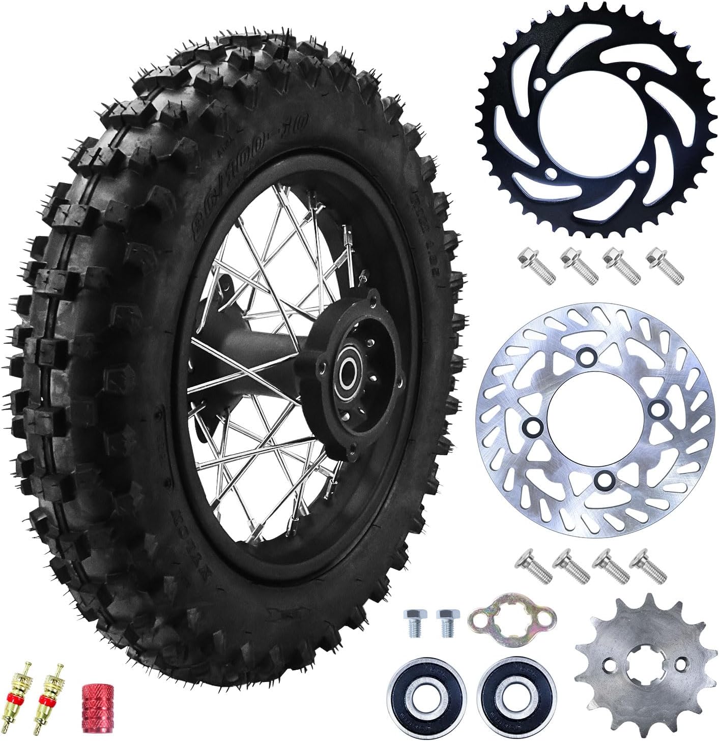 RUIQIMOTO 3.00-10 Dirt Bike Wheel & Tire Kit
