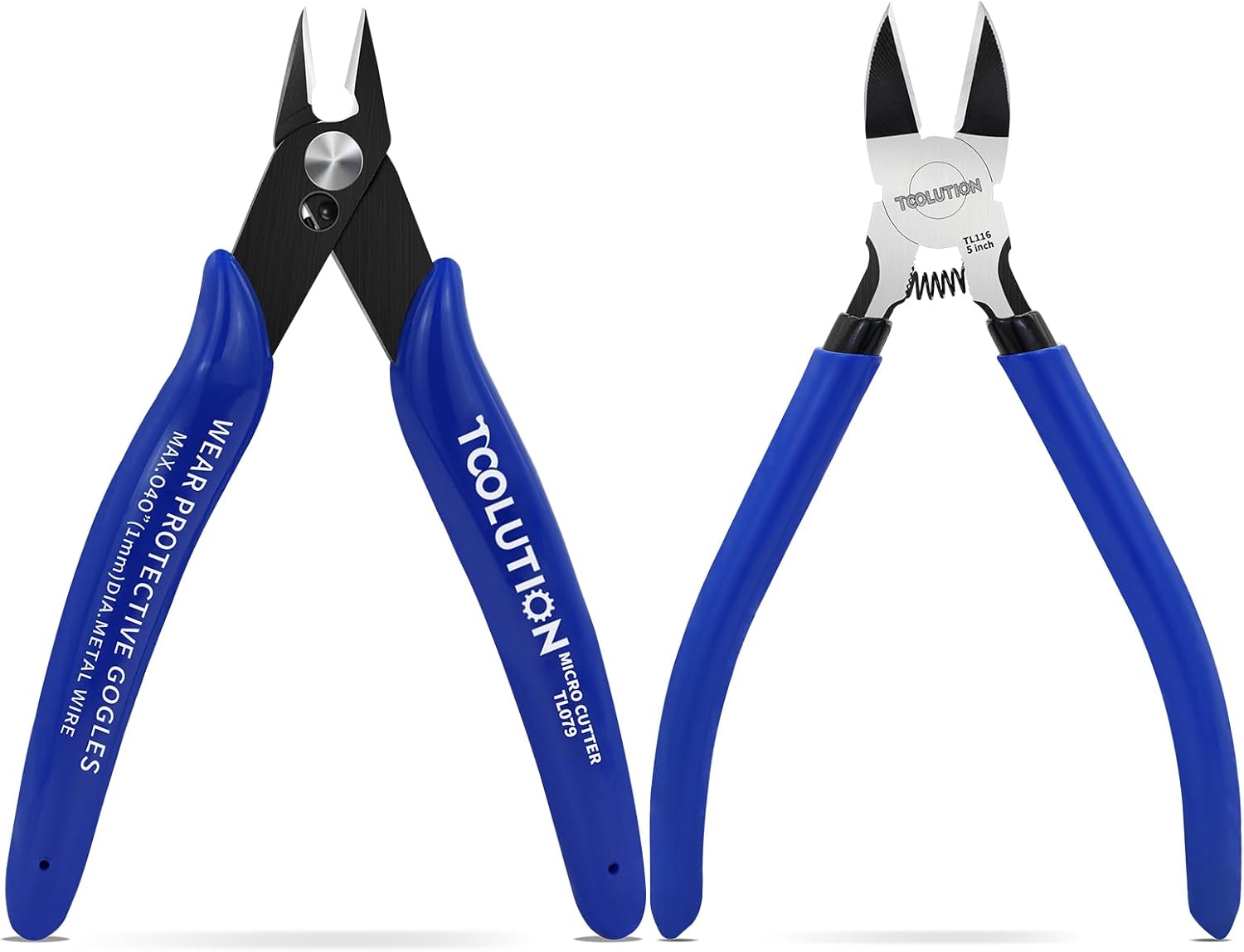 TOOLUTION 5in Precision Wire Cutters Set - Mini Flush & Diagonal Cutters
