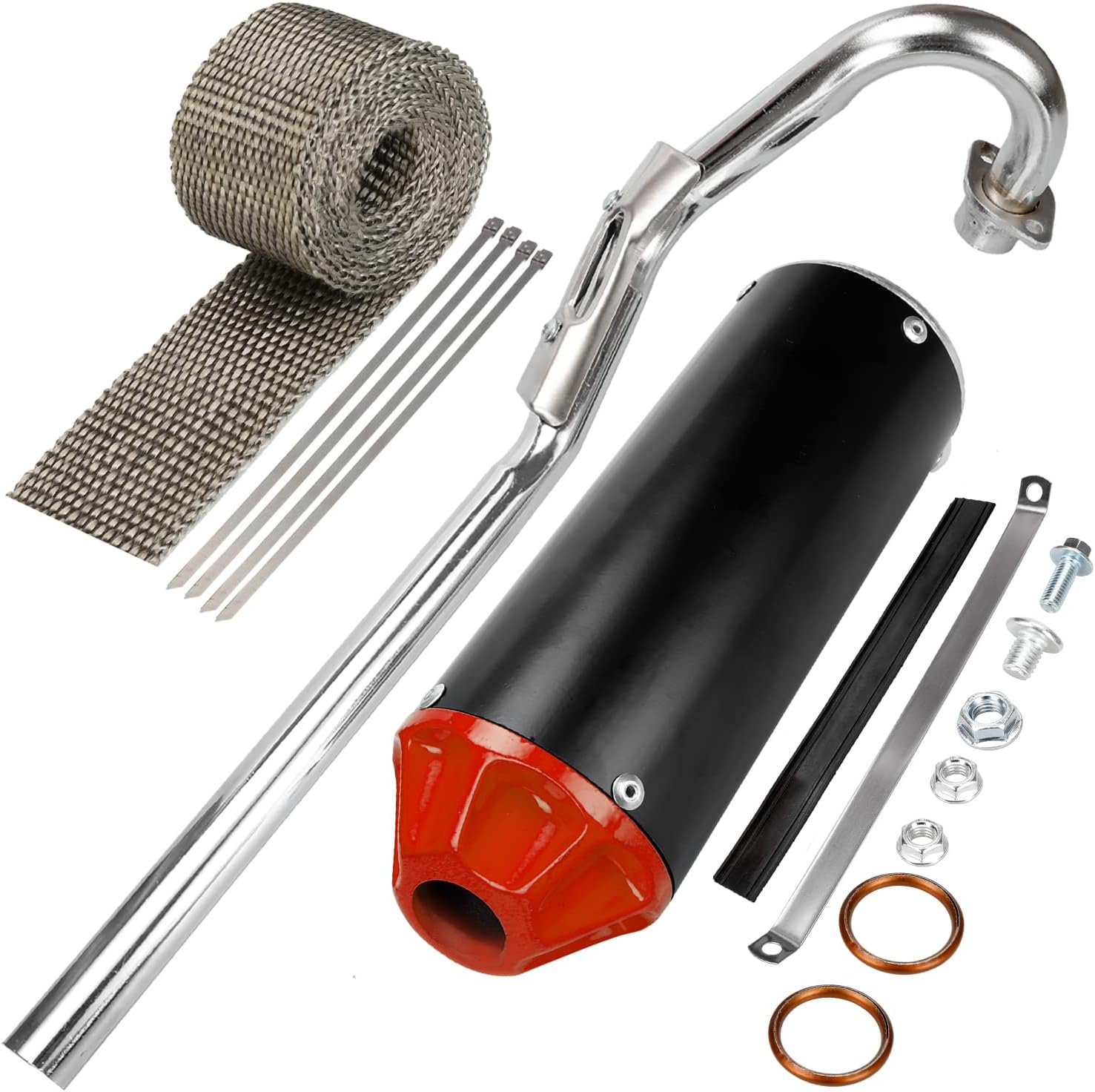 GREHUA 28mm Exhaust Muffler with Heat Wrap for 50cc-125cc Dirt Bikes