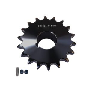 #40 18T Sprocket 1" Bore w/ Key & Set Screws - Rust-Proof