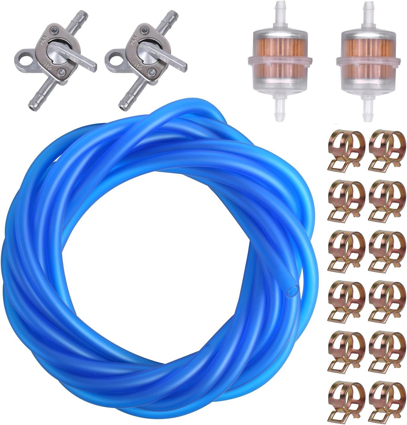 3/16 Gas Fuel Line Hose Kit w/ Valve & Filters