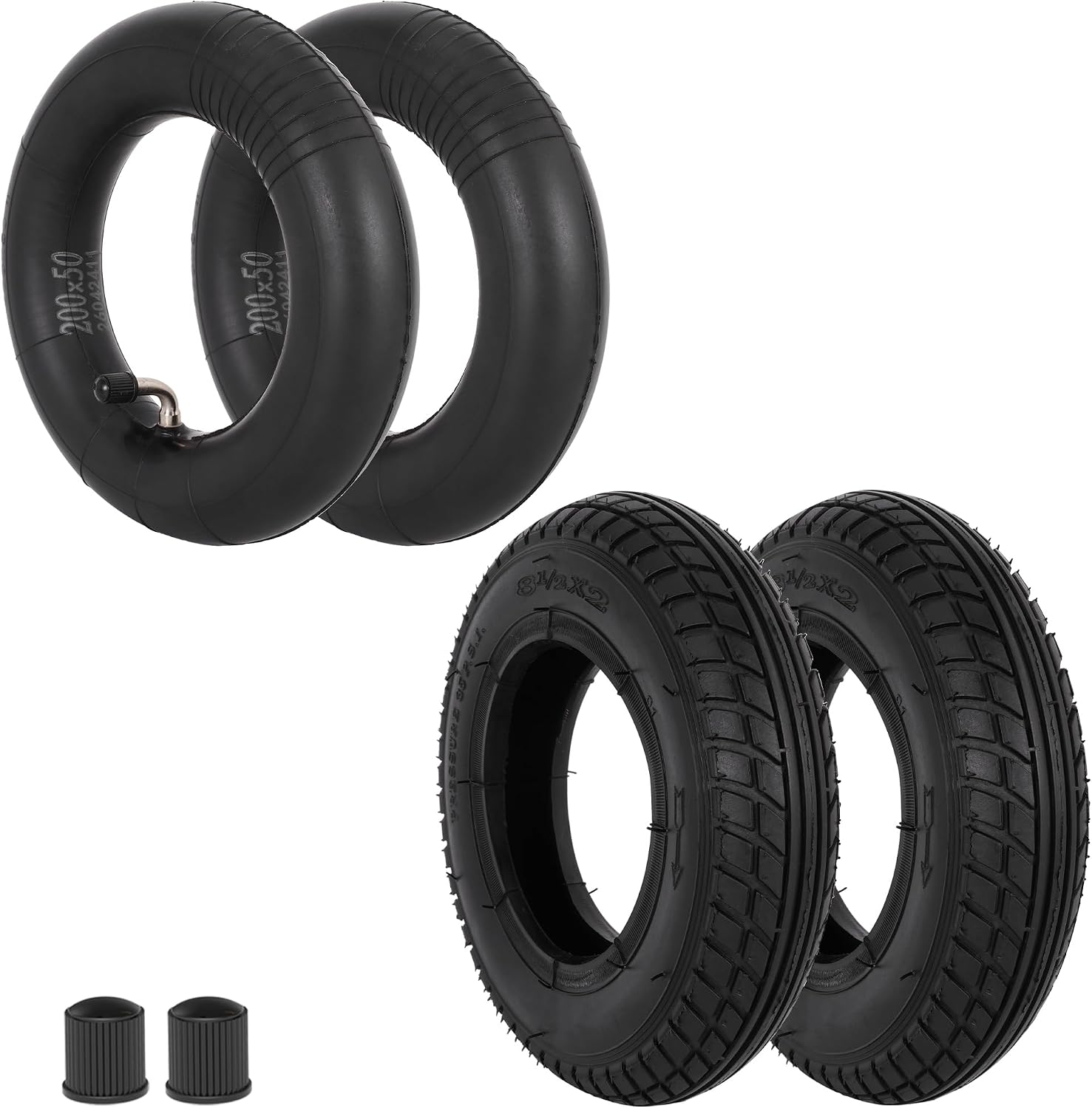 2-Pack 8.5x2 Scooter Tires & Tubes for Bladez, Mini Bikes