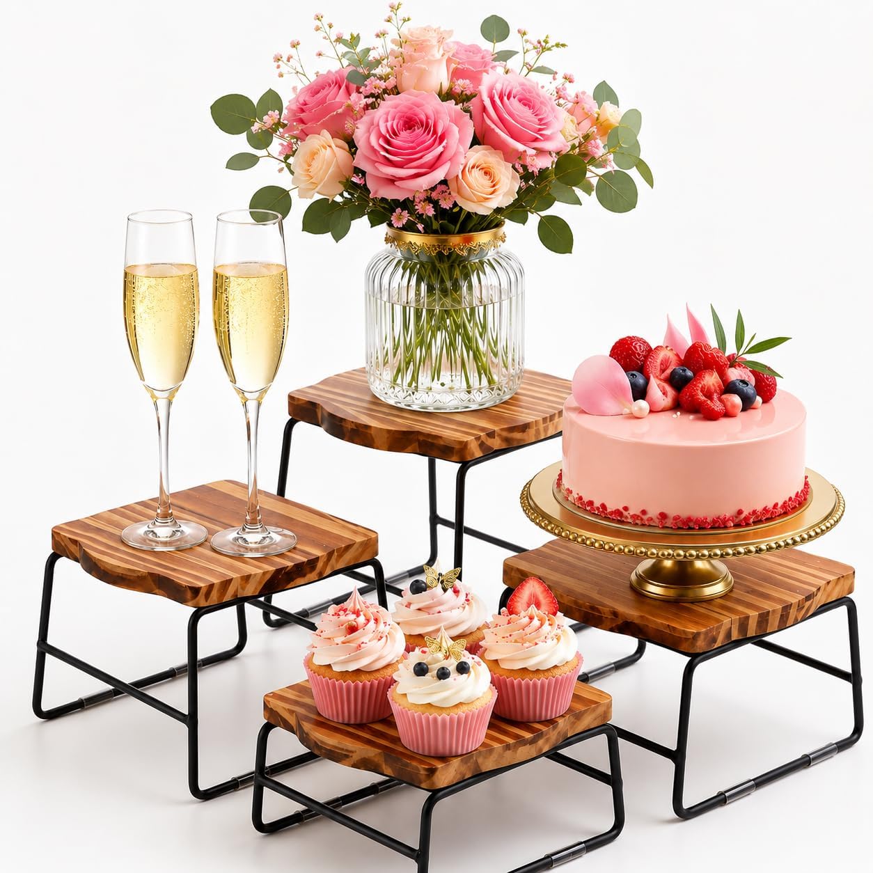 ZENFUN 4-Piece Wood Buffet Risers Set