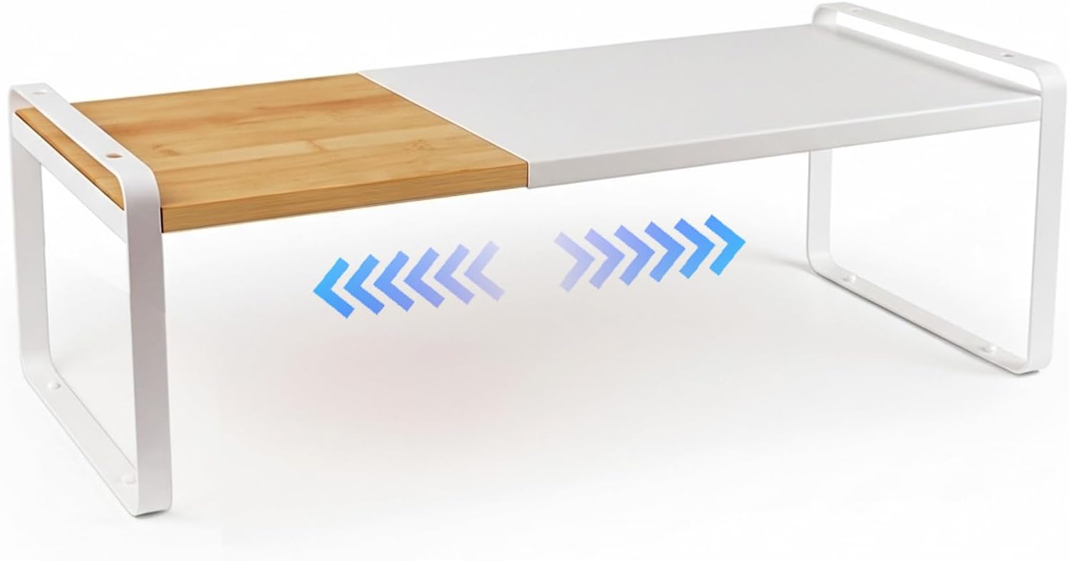 Solcasaco Expandable Bamboo Cabinet Shelf, White