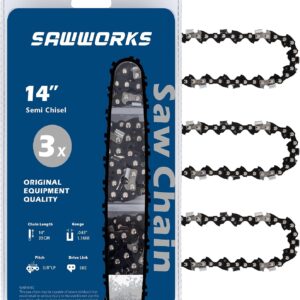SawWorks 14-Inch Chainsaw Chain 3/8 LP, 50DL (3-Pack)