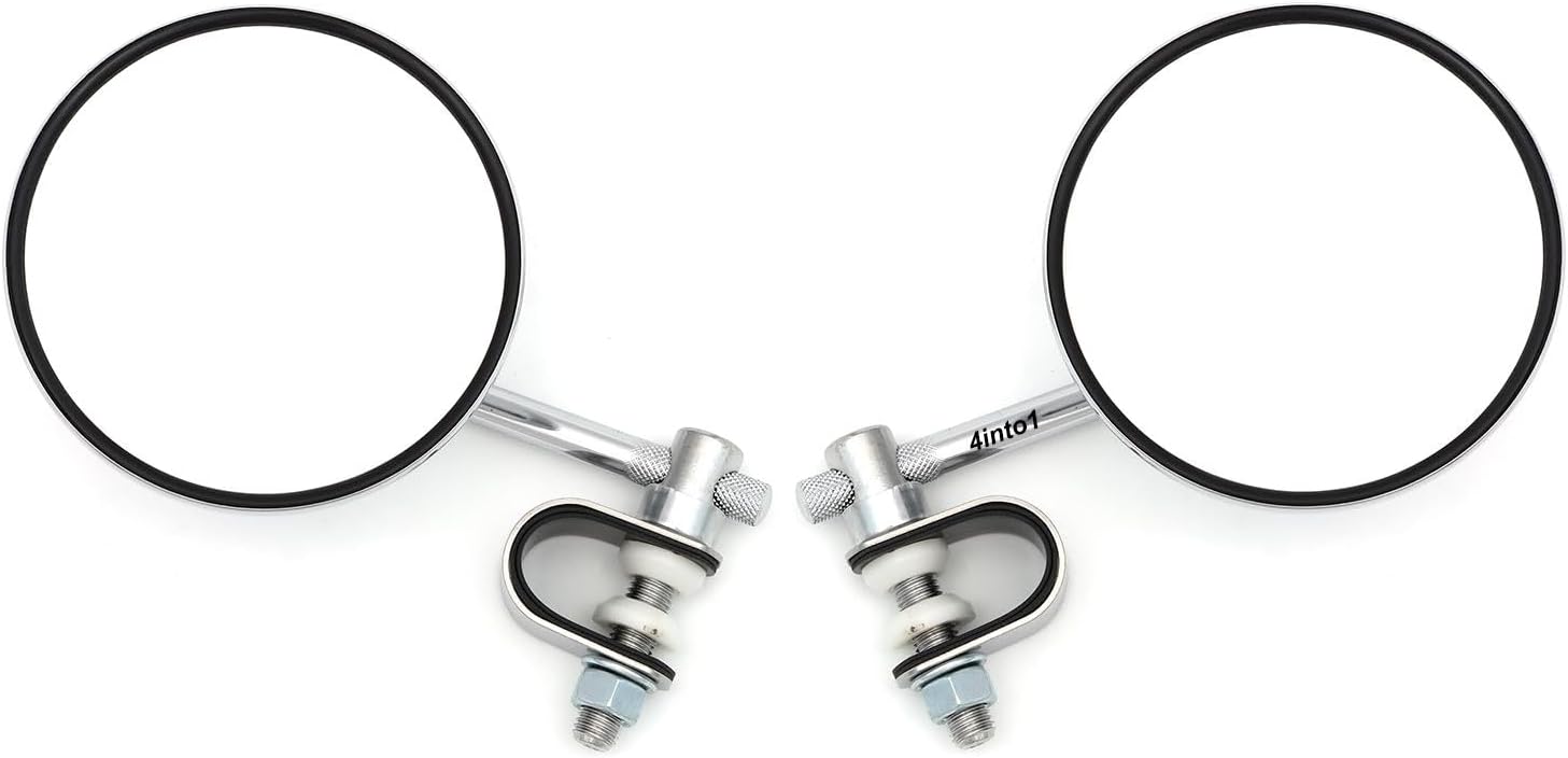 2-Pc 4" Chrome Clamp-On Motorcycle Mirrors - Universal Fit