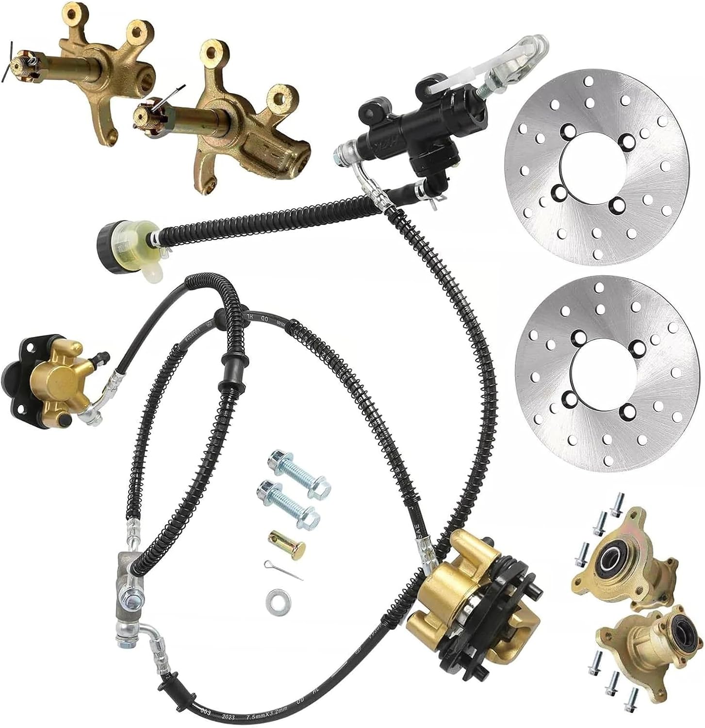 Go Kart Front Steering Spindle Kit w/ Foot Brake Assembly