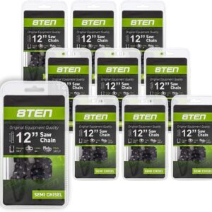 8TEN 12" Chainsaw Chain 10-Pack – .043 Pitch 3/8"