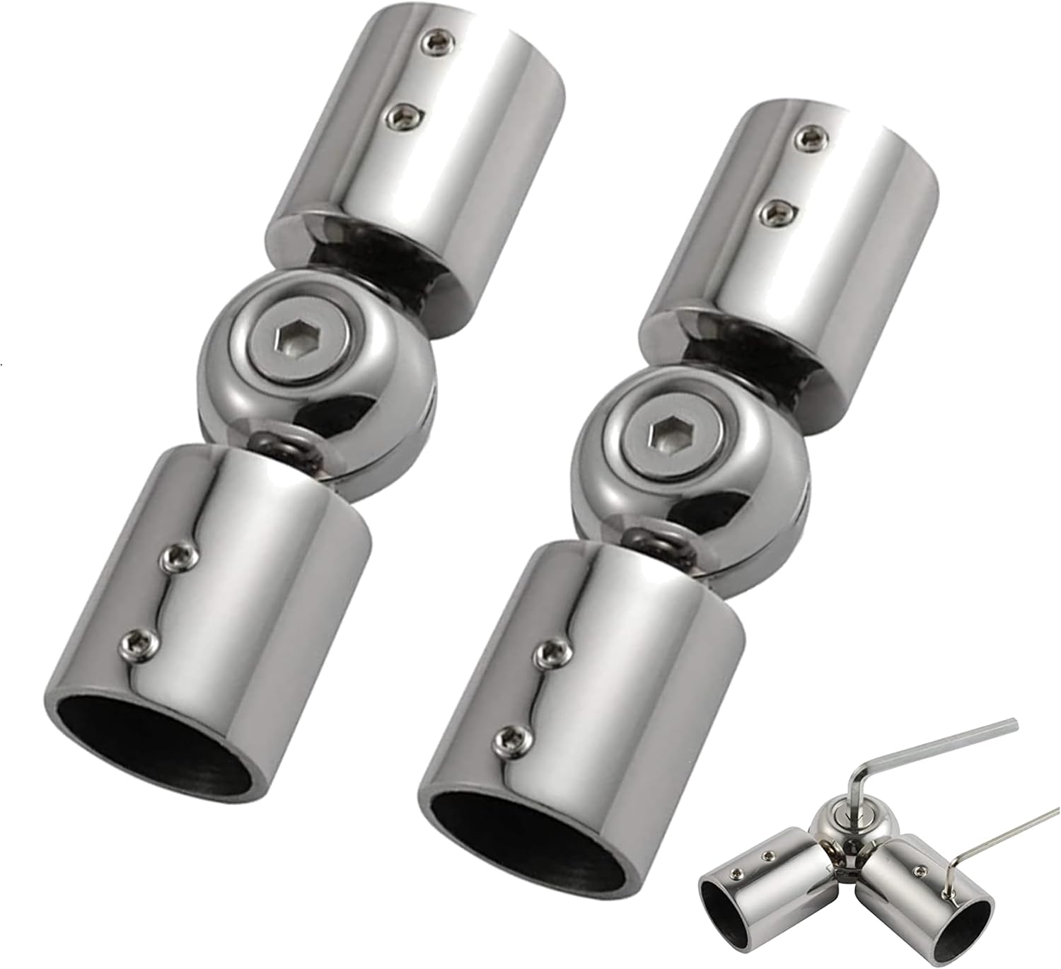 Heavy-Duty Corner Curtain Rod Connector, 2 PCS Silver