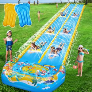 40FT Giant Double Water Slide w/ 2 Bodyboards & Crash Pad