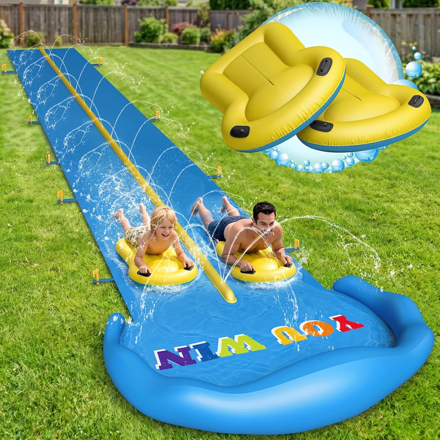 Evoio 32.8FT Inflatable Water Slide, 2-Lane for Kids & Adults