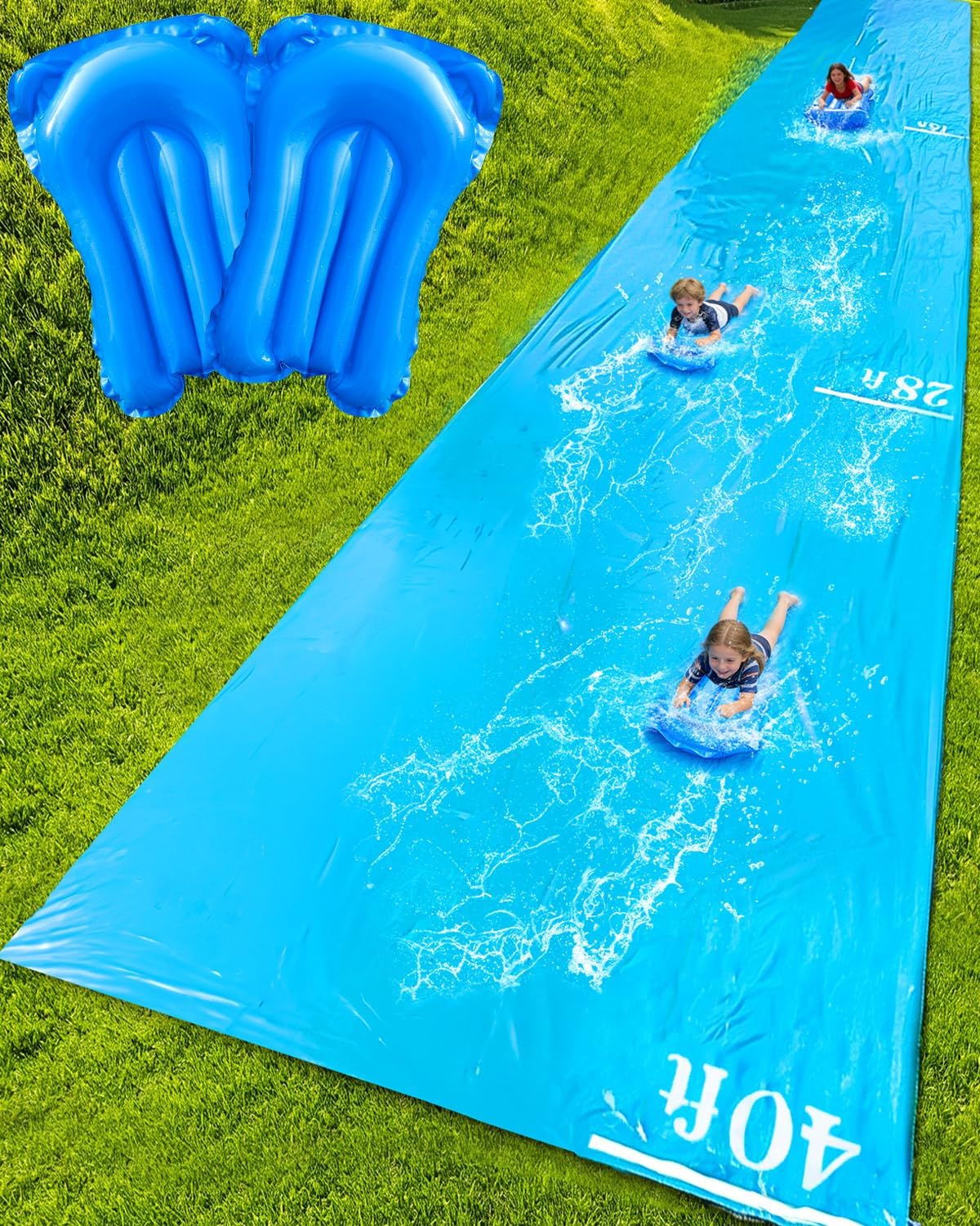 40ft Giant Water Slide for Kids & Adults, 2 Boards Included