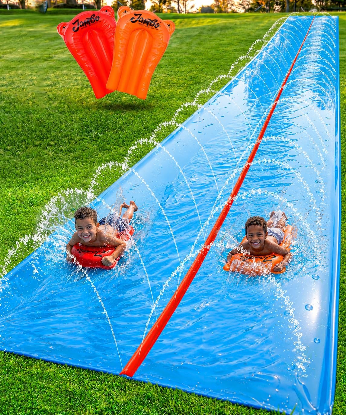 JAMBO 40ft Mega Splash Slide & 2 Bodyboards