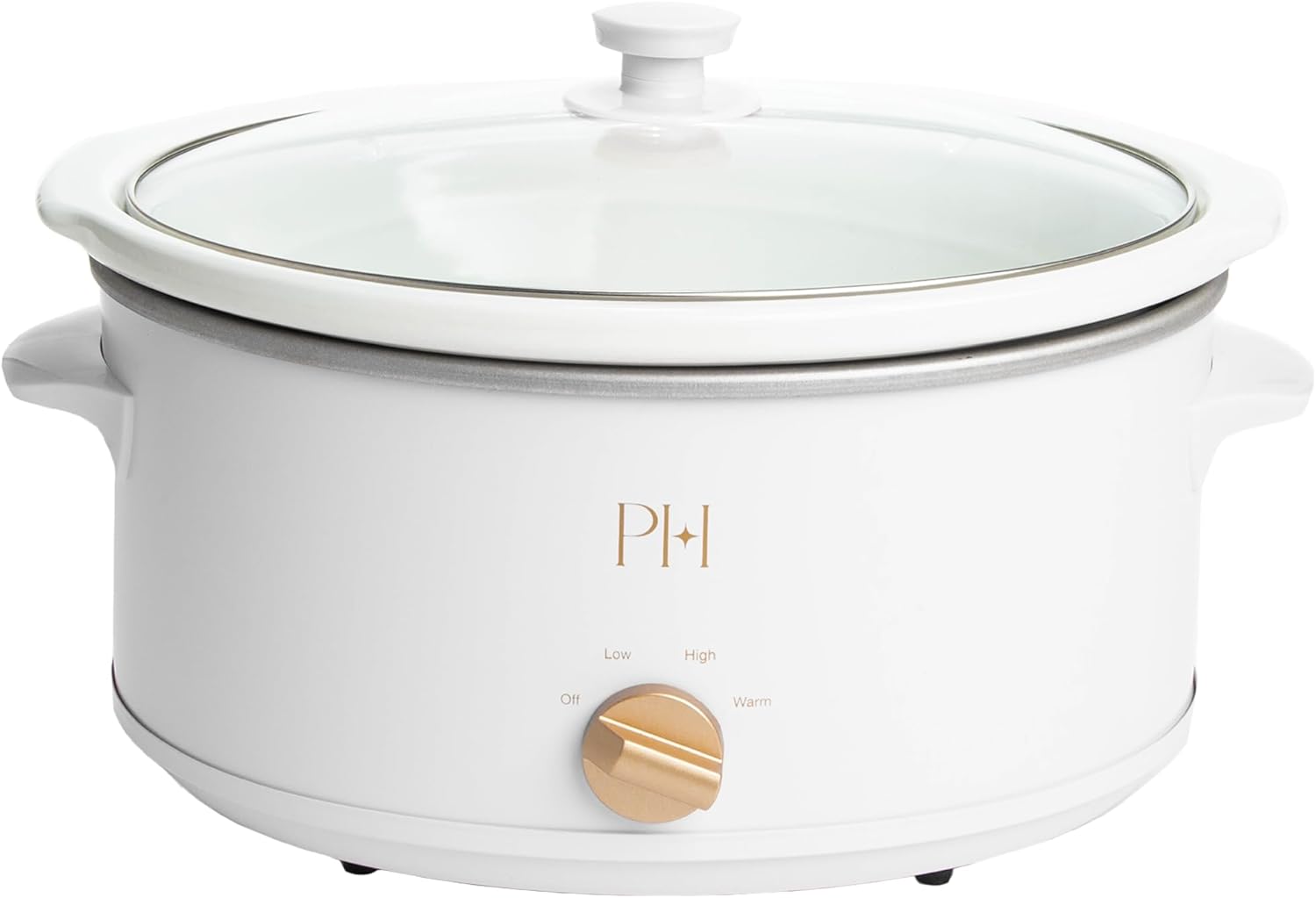 Paris Hilton 6 Qt Slow Cooker, White/Gold, Family Size
