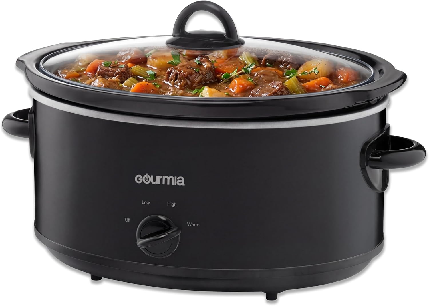 Gourmia 6 Qt Slow Cooker w/ Ceramic Pot Black