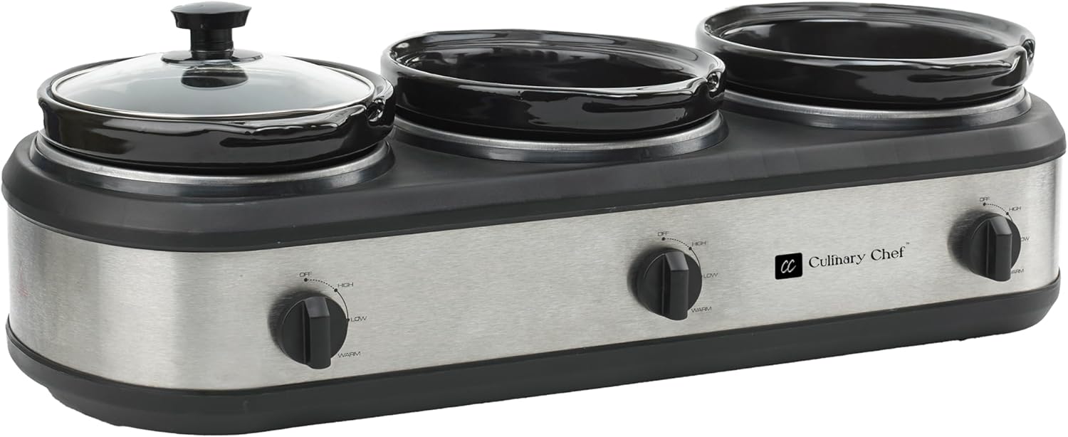CULINARY CHEF Triple Slow Cooker Buffet Server