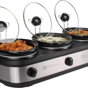 TRU Triple Buffet Server - 3x Slow Cookers, 7.5 Qt Total