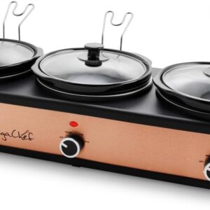 Megachef 3-in-1 Triple Slow Cooker, 2.5 Qt, Copper & Black