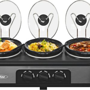 3-Pot Slow Cooker & Buffet Server, 4.5 Qt, Grey