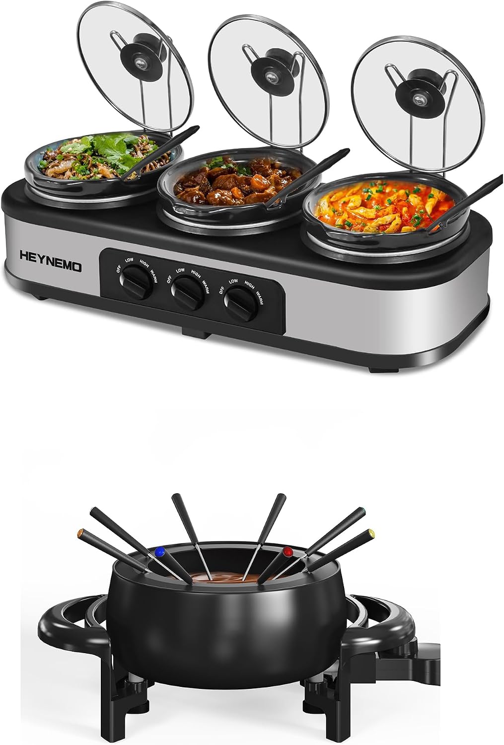 Triple 1.5 Qt Slow Cooker Set - 8 Color Options