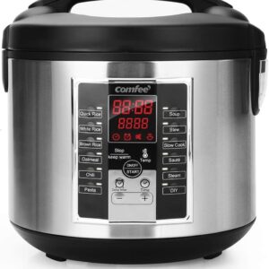 COMFEE' 5.2Qt Multi-Cooker with 12 Programs, Black/Silver