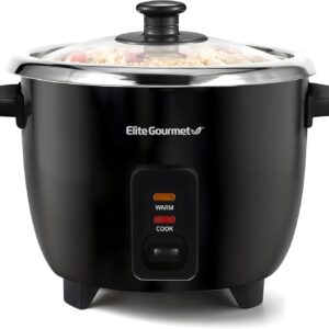Elite Gourmet 6-Cup Rice Cooker, Black