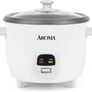 AROMA Rice Cooker, 3-Cup Cooked, White