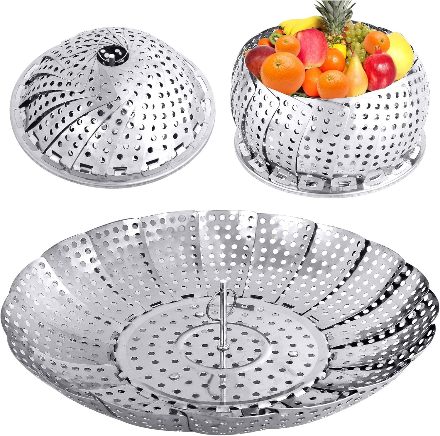 Stainless Steel Collapsible Steamer Basket, Fits Pots 5.3"-8.6"