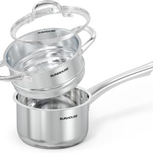 Sunhouse 2 Qt Stainless Steel Saucepan with Steamer