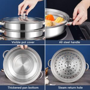 Puluru 3-Tier Stainless Steel Steamer Pot 11in