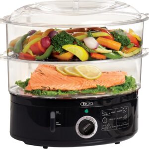 BELLA 7.4 Qt Two-Tier Food Steamer, Black